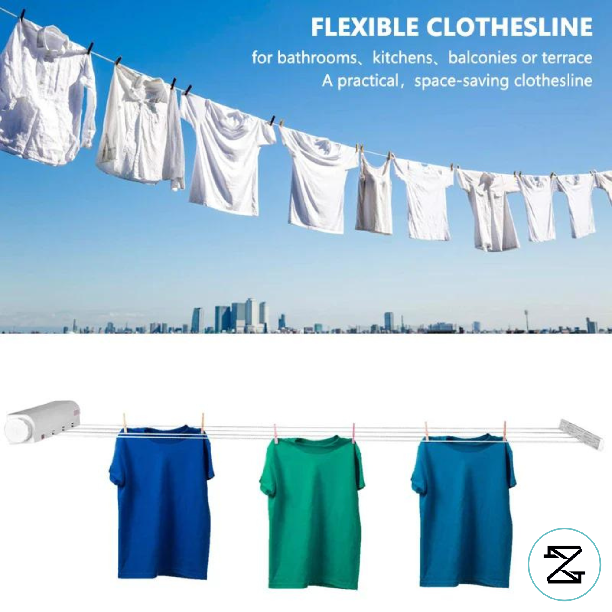 FlexiLine™ Tendedero Secador Ropa Retráctil Pared