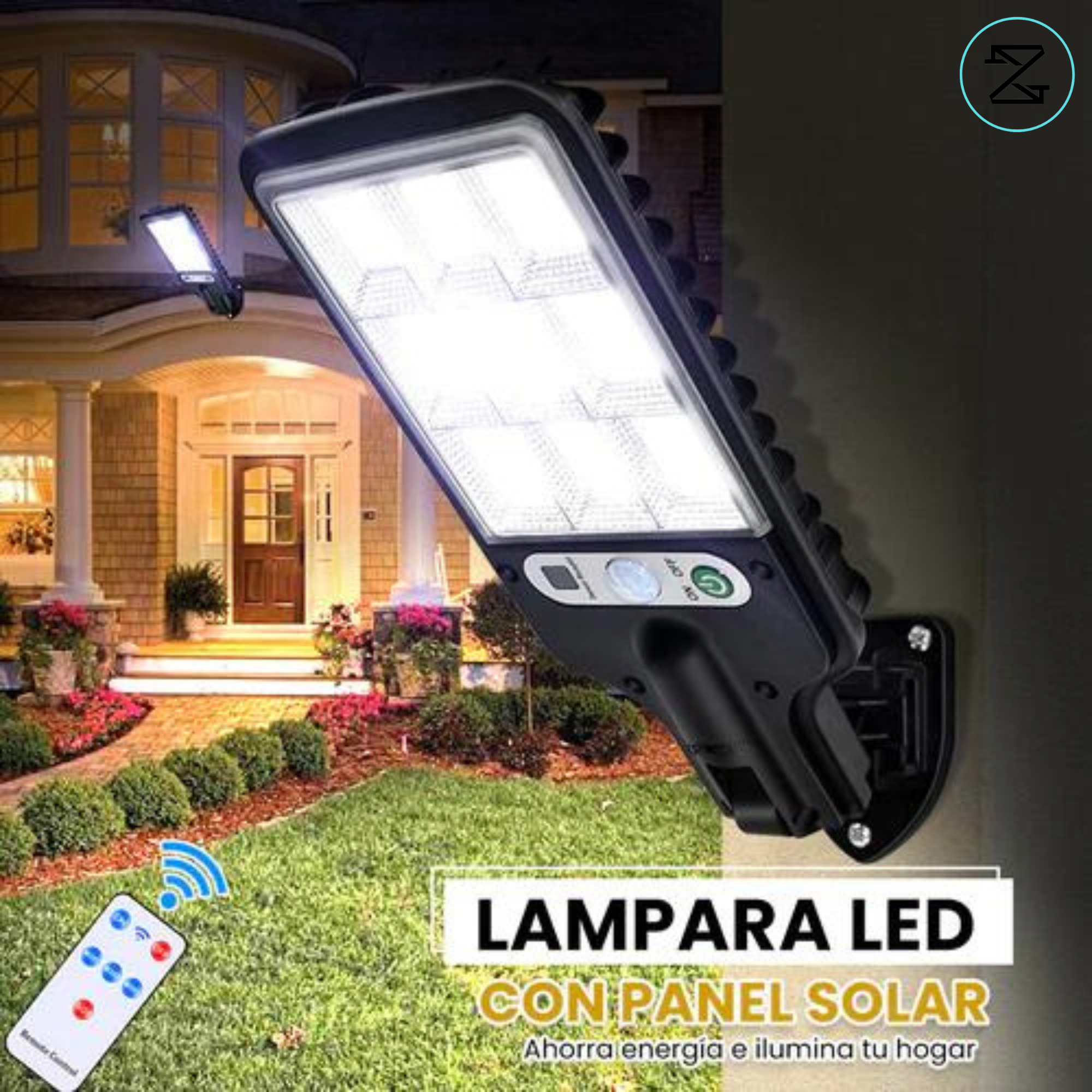 SolarSense™ Lampara Led con Panel Solar y Sensor de Movimiento