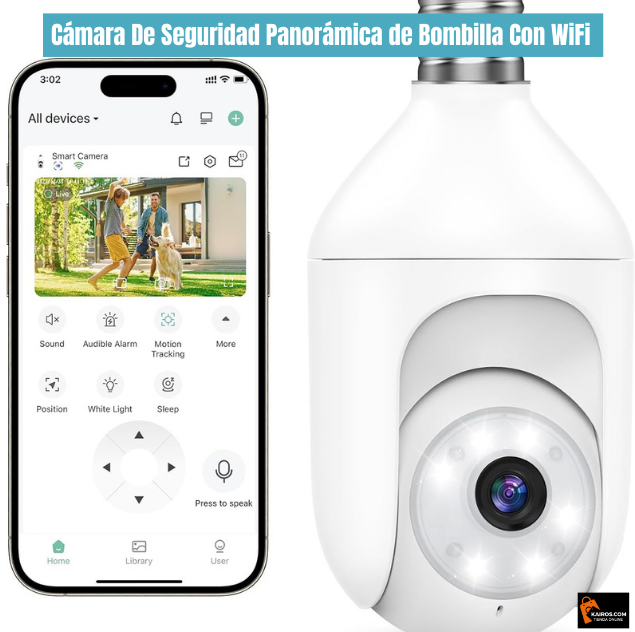 Cámara De Seguridad Panorámica de Bombilla Con Wifi™