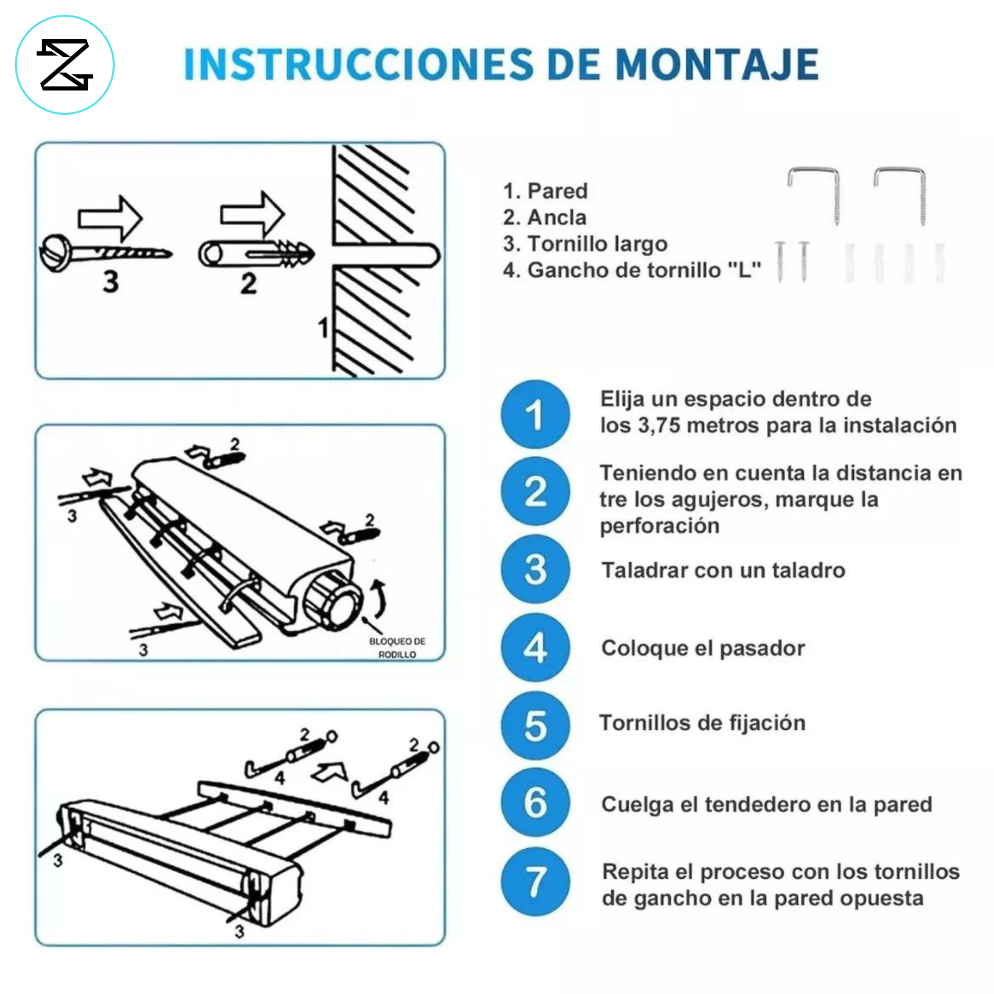 FlexiLine™ Tendedero Secador Ropa Retráctil Pared