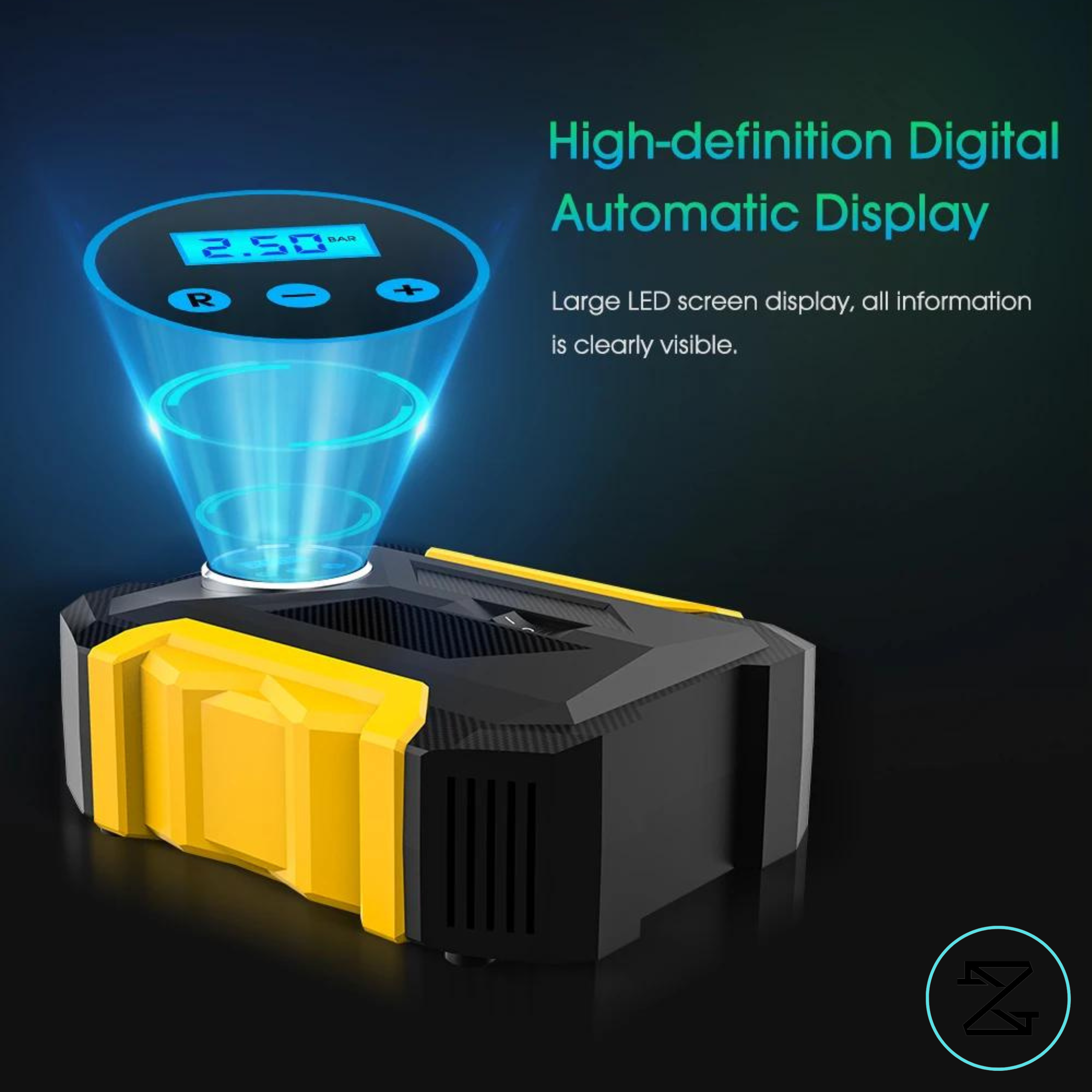 AirMaster™ Compresor Aire Portátil de Alta Potencia con Luz LED Pantalla LCD