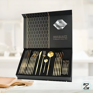 LuxeGold: Set de Cubiertos de 24 Piezas de Alta Calidad