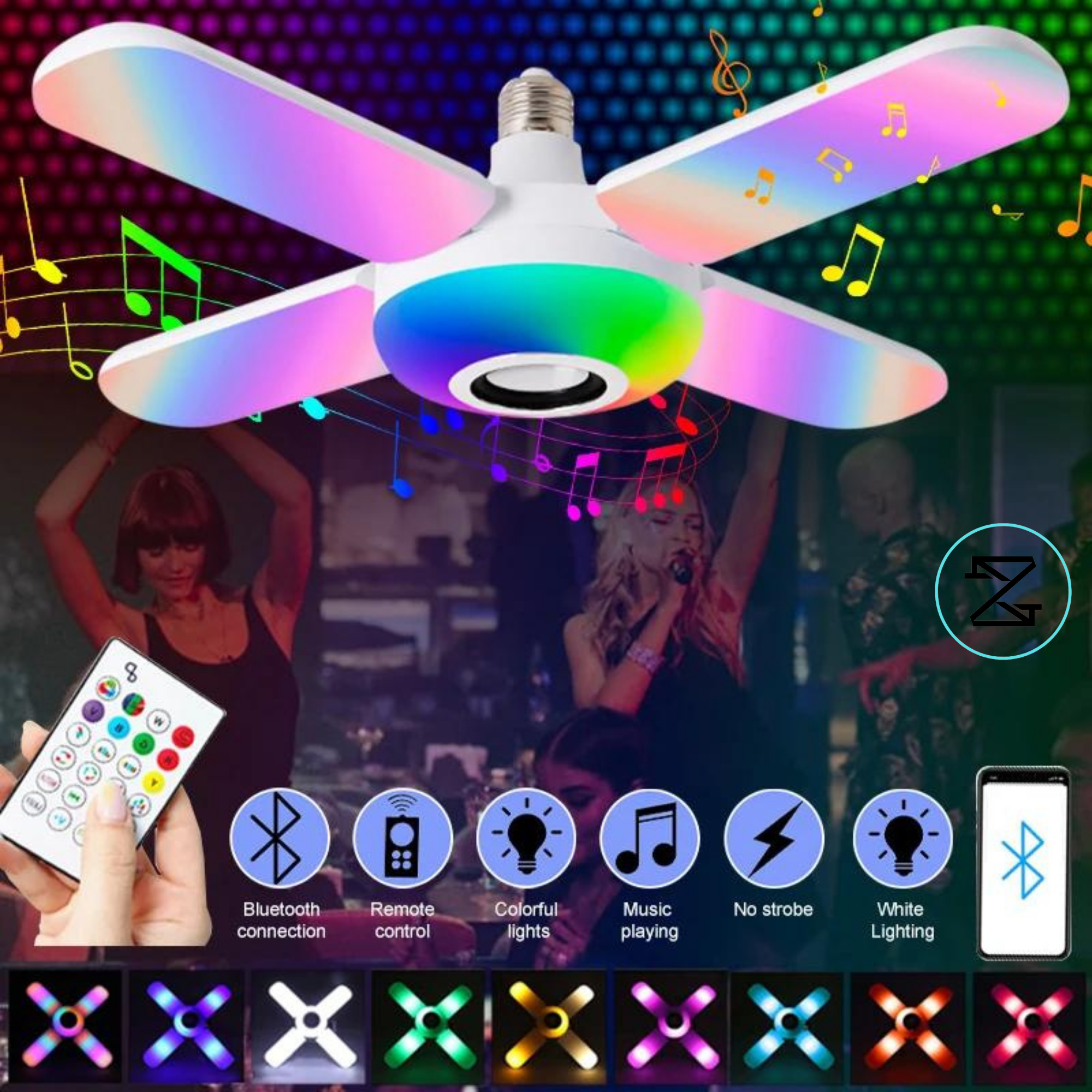 SoundGlow™ Ampolleta Parlante Color E27 Bluetooth